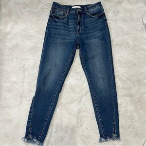KanCan Layna High Rise Ankle Skinny Frayed Hem Jeans Medium Wash Sz 11 KC7140M